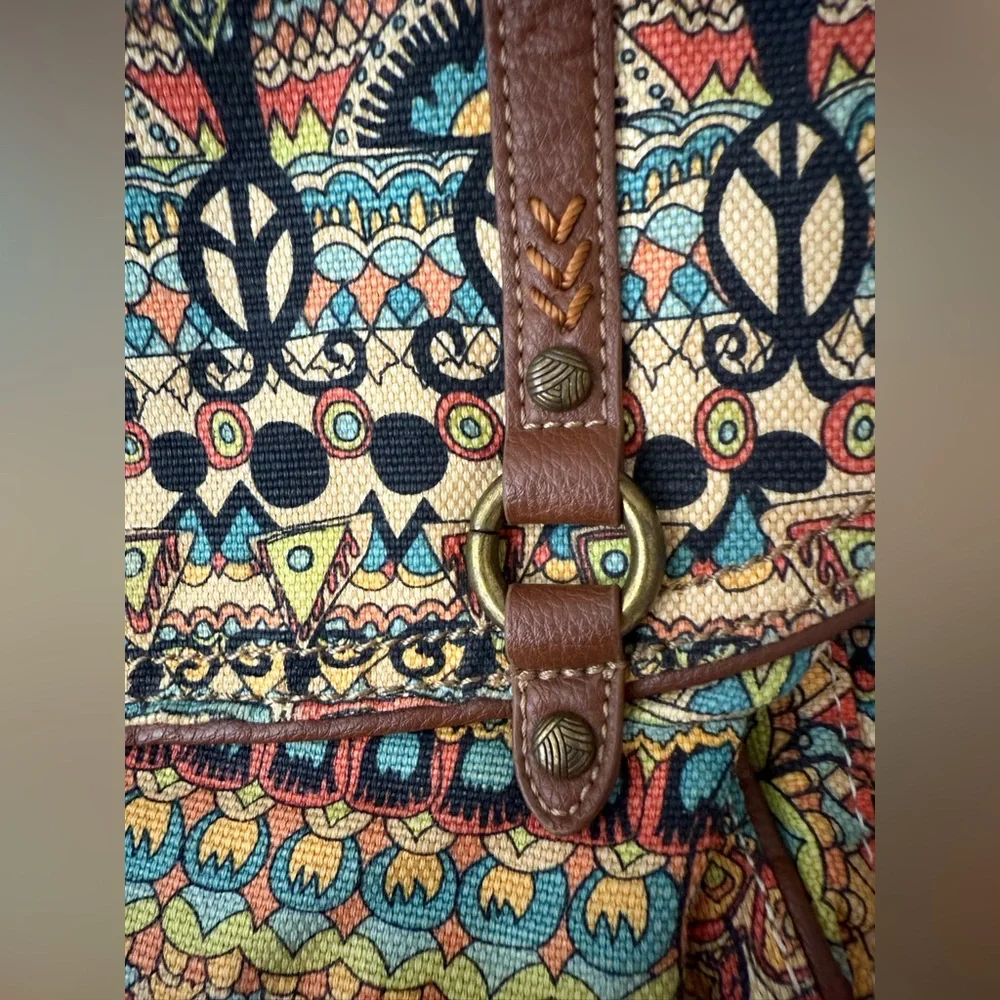 Sakroots Artist Circle Convertible Messenger Backpack Boho Peace Hippie Bag Y2K - Picture 9 of 13